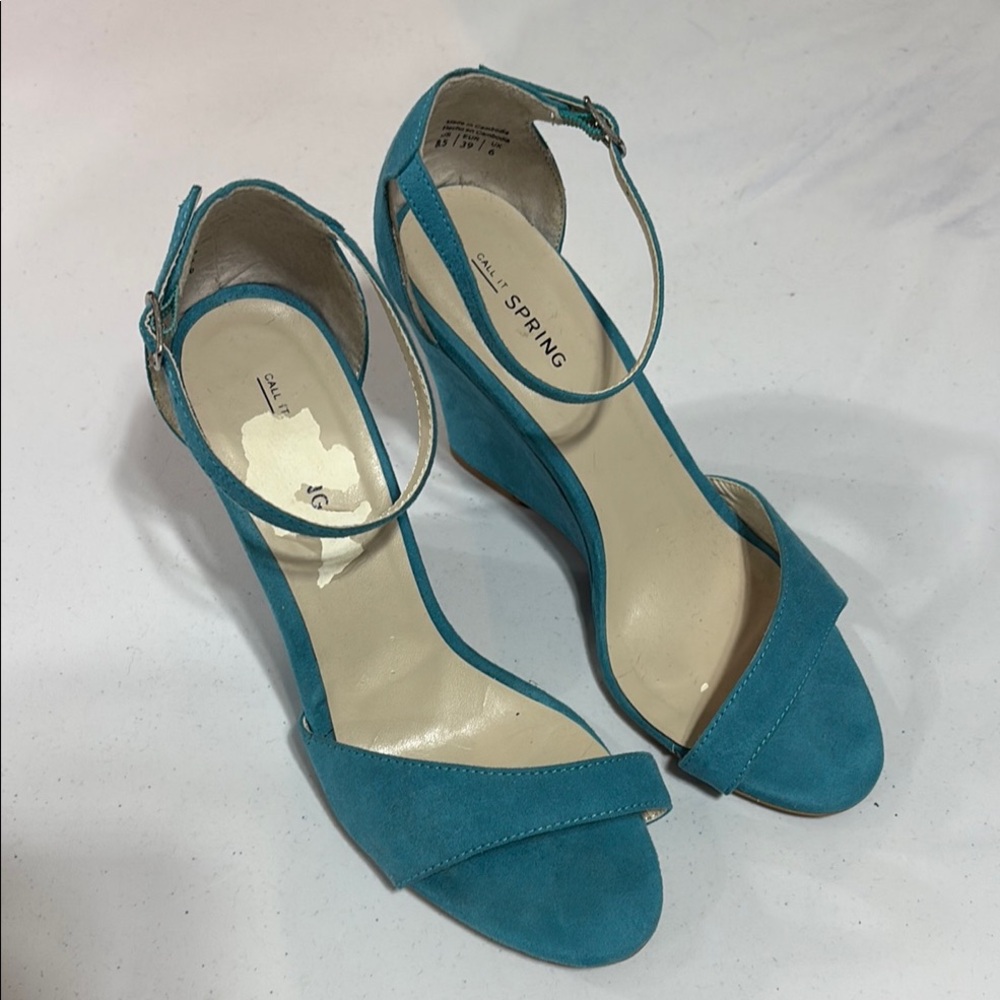 ❤️ Call It Spring Women's Blue Ankle Strap Heels